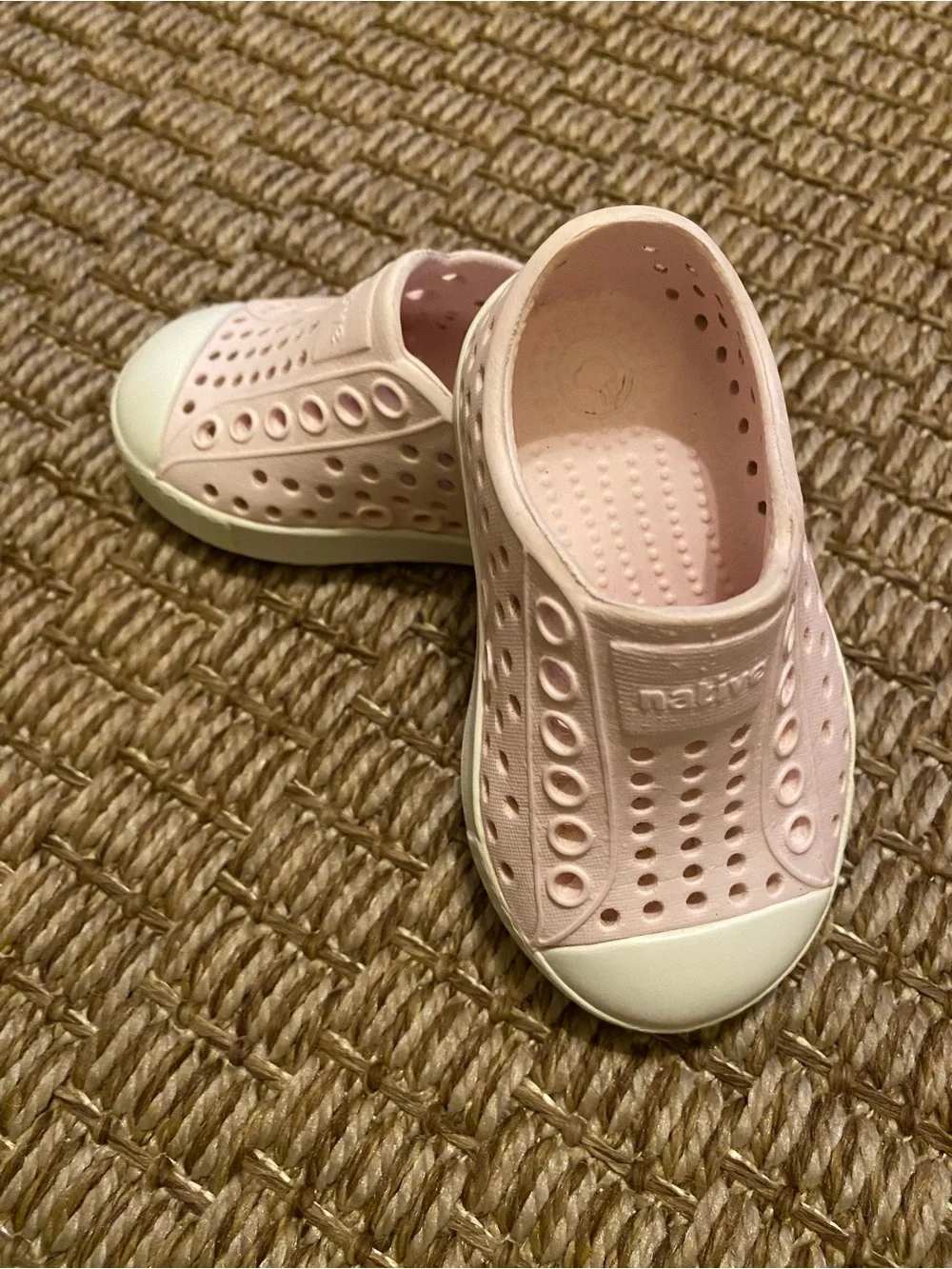 Native Infant Water Shoes in Light Pink with White Toe